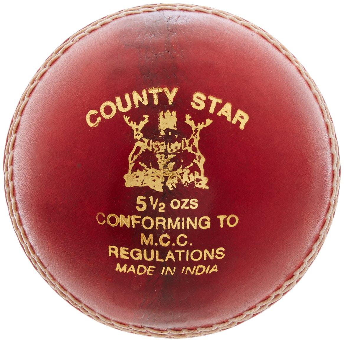 GM County Star Leather Cricket Ball (RED)